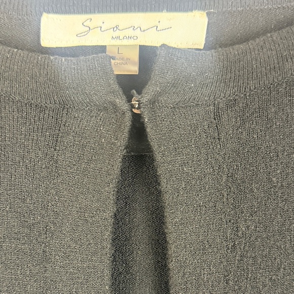 Sioni Chic Sophisticated Black Large Cardigan Fake Leather Panel & Stylish Studs - Picture 12 of 12